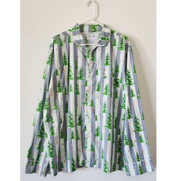 Sant And Abel x Gray Malin Snow Blue Long-Sleeve Pajama Set XL - Picture 3 of 10